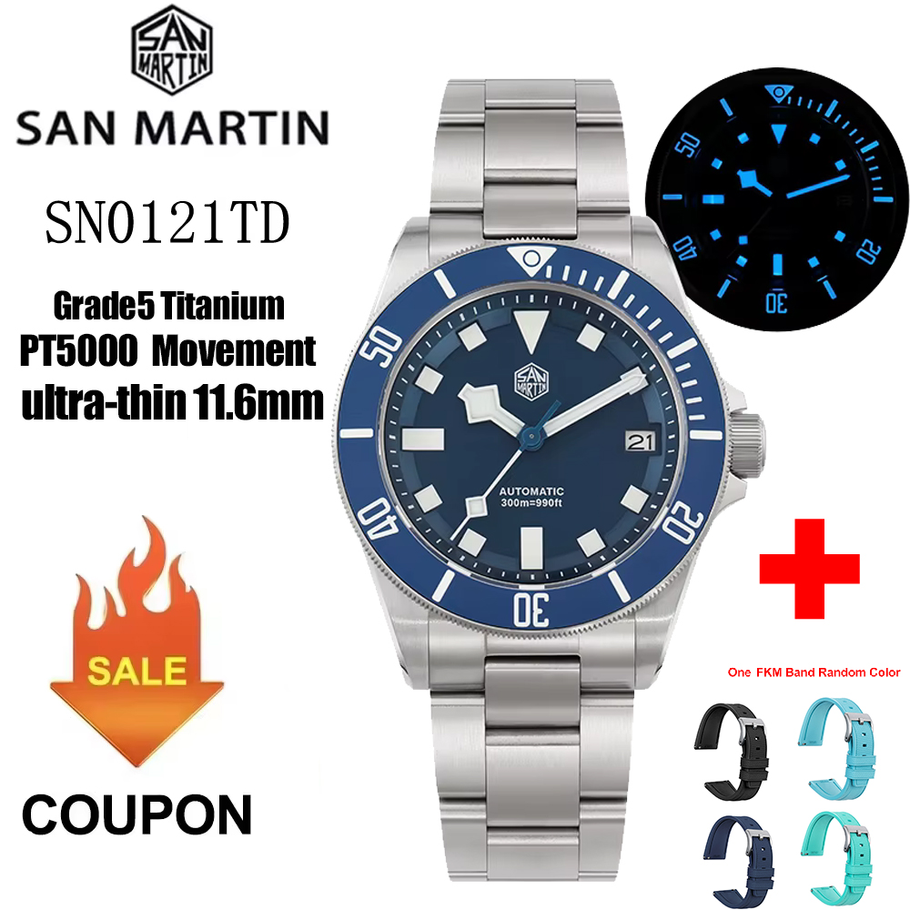 Titanium Automatic Watch 300M Sapphire - ﻿ ซาน มาร์ติน เกรด 5 นาฬิกาไทเทเนียม