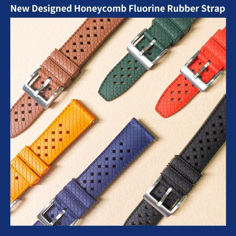 Fkm Rubber Dive Watch Strap 20Mm - คุณภาพสูง FKM นาฬิกา 20 มม.22 มม.มีรูพรุน