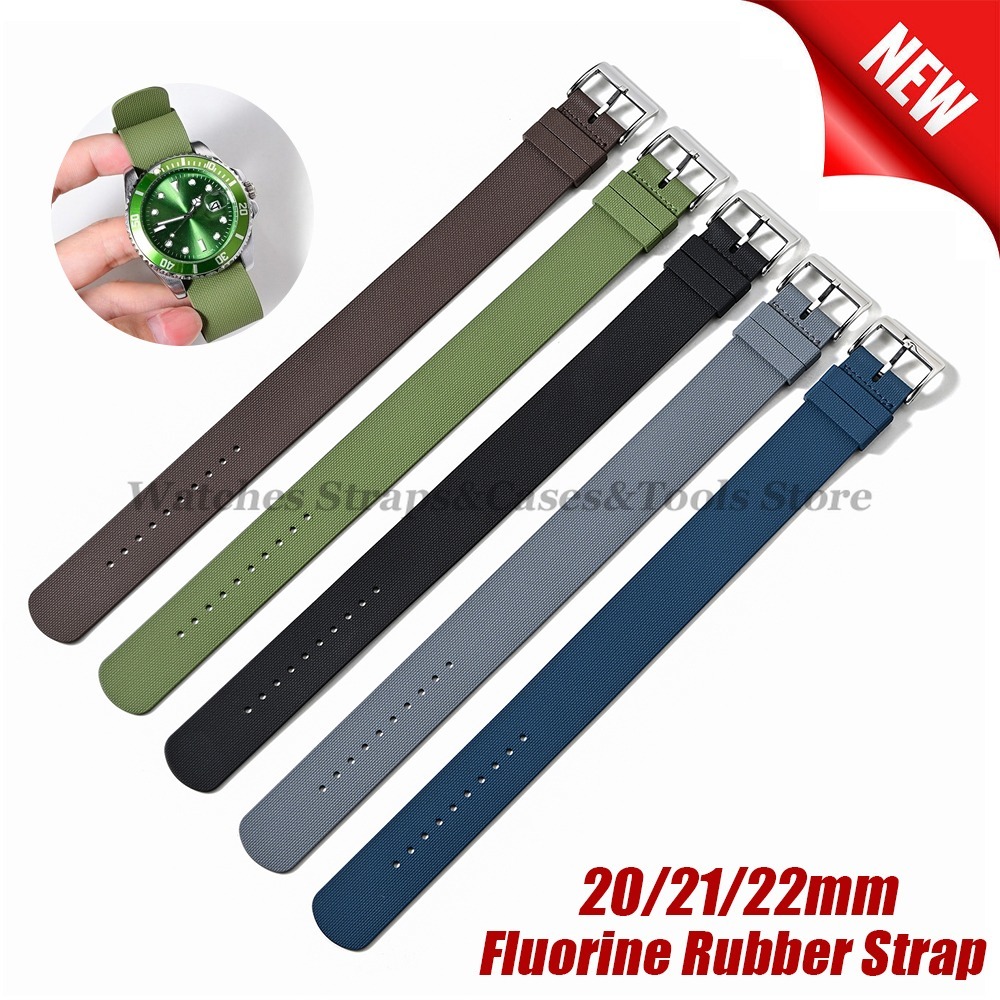 Fkm Rubber Dive Watch Strap 20Mm - สายนาฬิกาแฟชั่นสปอร์ตใหม่ ทำจากยางฟลูออโรคาร์บอน (FKM) ขนาด 20 มม.